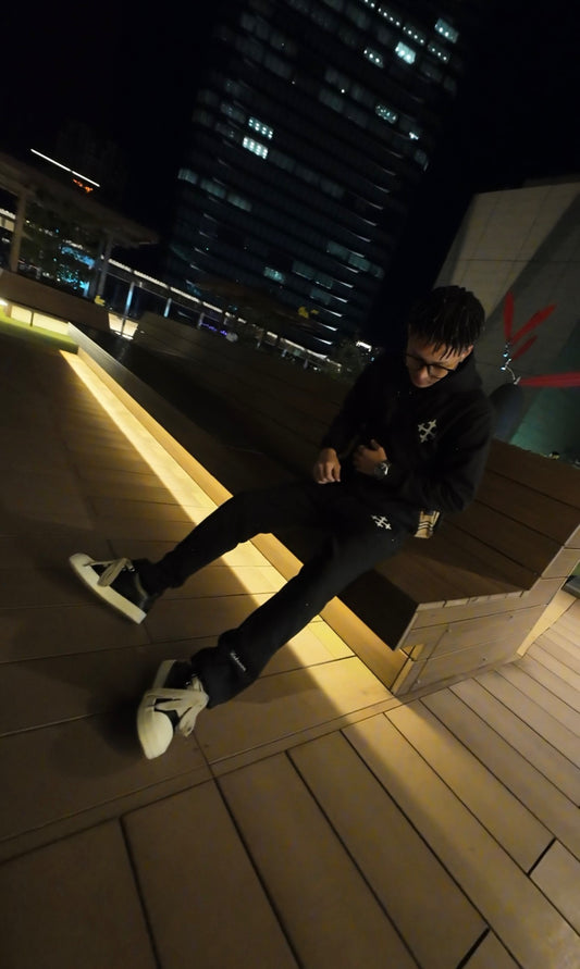 Unveil Black Rhinestone Tracksuit