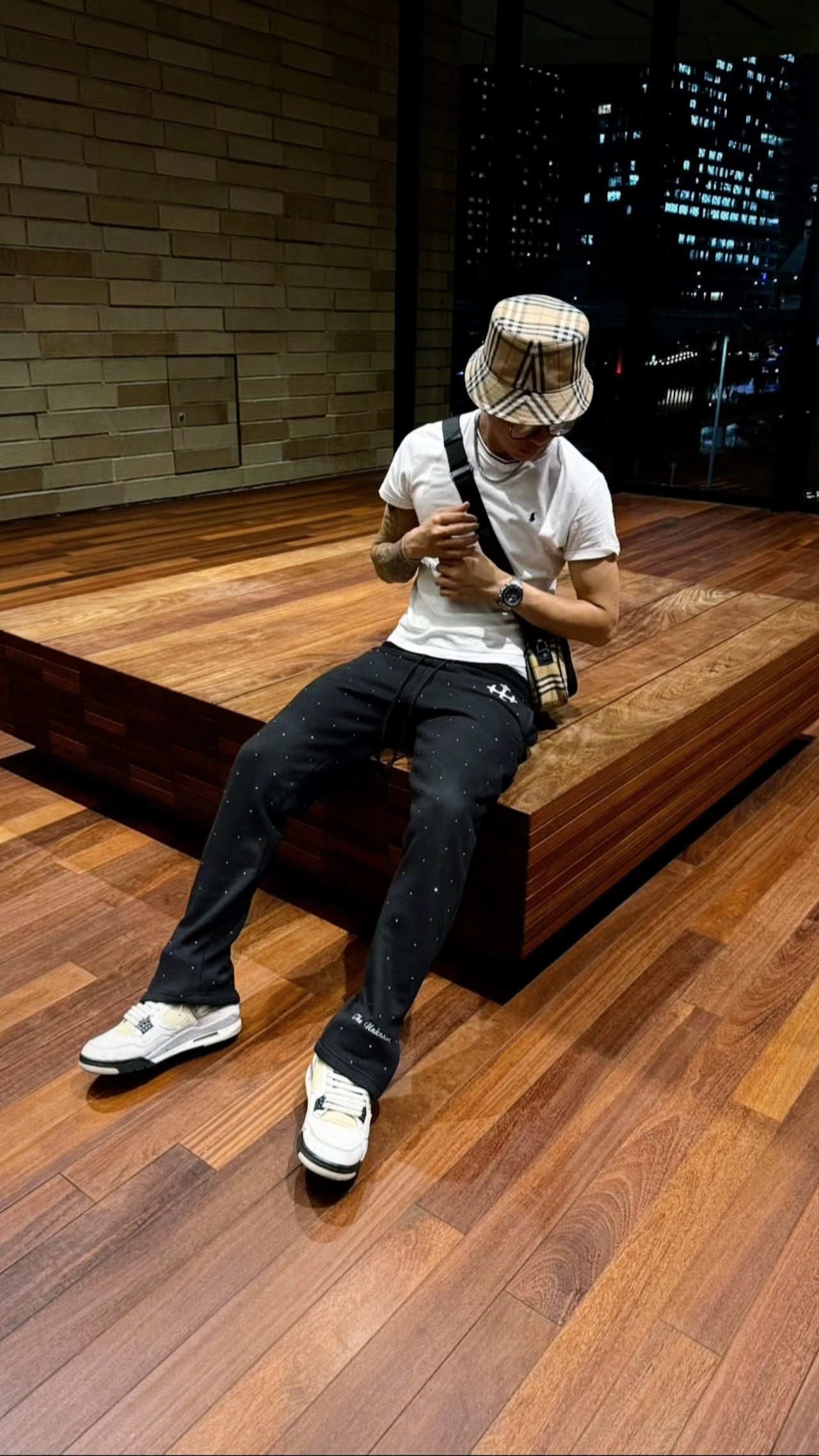 White Rhinestone Flare Pants