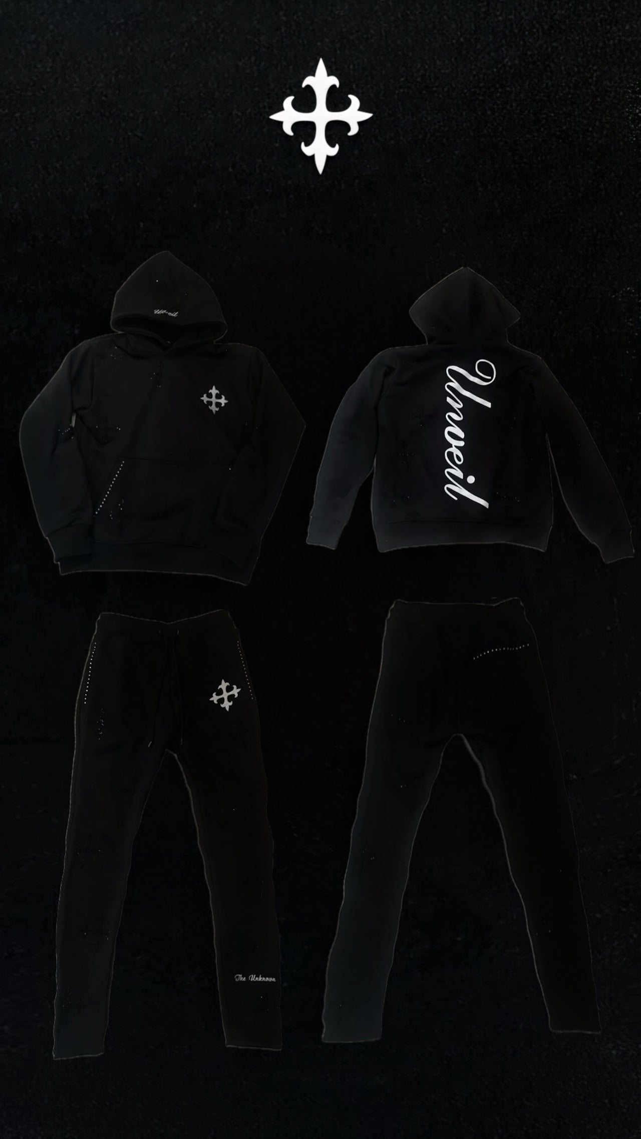 Unveil Black Rhinestone Tracksuit