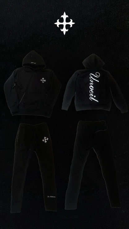 Unveil Black Rhinestone Tracksuit
